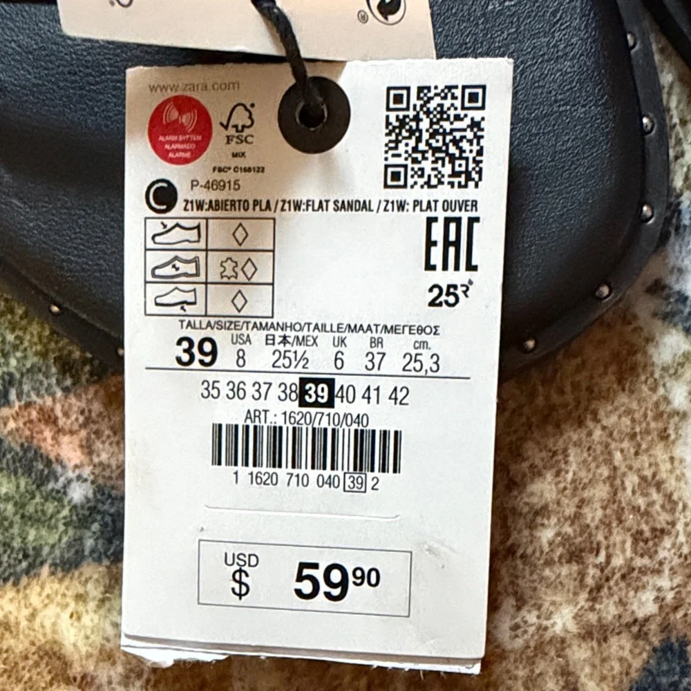 Zara Black Studded Strappy Sandals - Picture 2 of 2